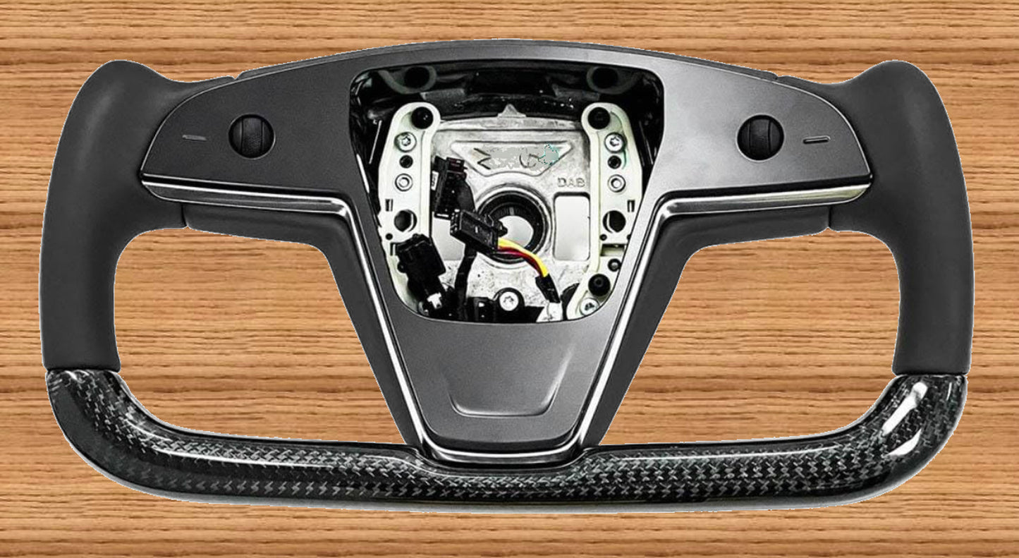 Custom Carbon Fiber Yoke Steering Wheel - 2021/22 Tesla Model S / Model S Plaid
